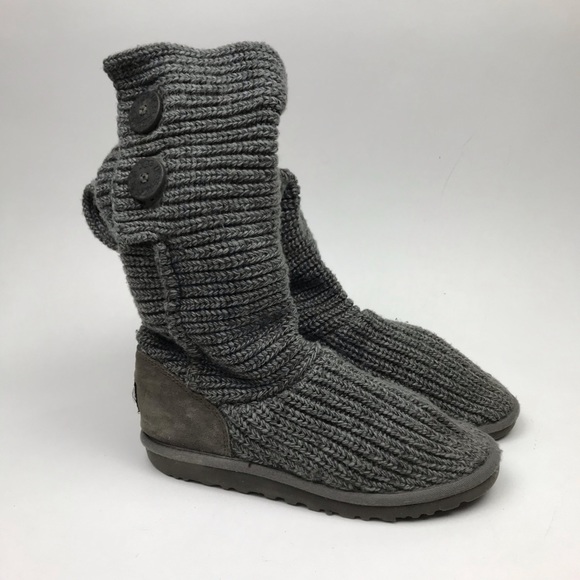 UGG Shoes - UGG Australia Classic Cardy Grey Knit Fur Boots
